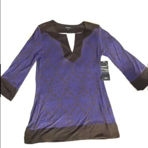 Karen Kane Tunic Blue Streak Banded Tunic - Picture 2 of 7